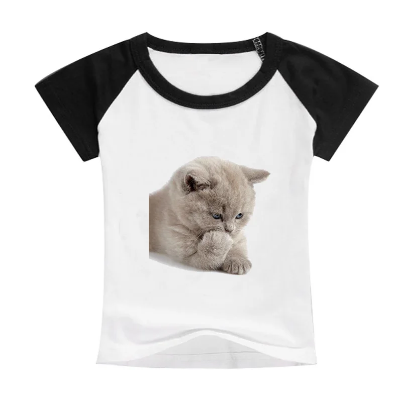 Cj01 New Children's Animals 3D Cats Realistic Summer Tops Print Funny Cute Print Girls Boys T-Shirt Baby Casual Children's Wear - Цвет: Cj01
