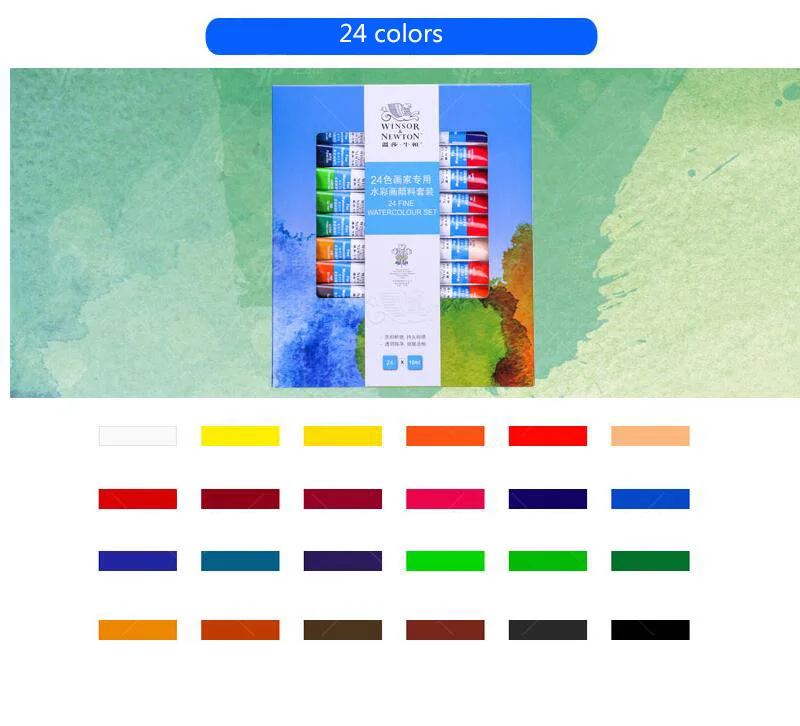 Winsor& Newton 12/18/24 Цвет набор акварельных красок профессиональная водная Цвет Краски для рисования для учащихся Краски ingfor арт Краски расходные материалы