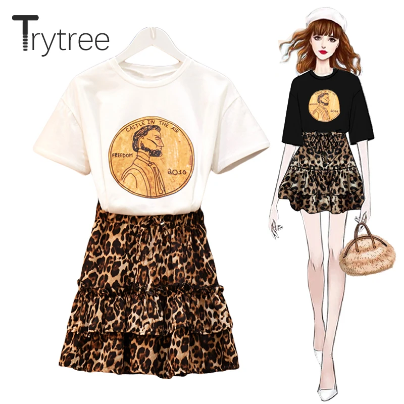 Trytree летний женский комплект из двух предметов повседневный топ с круглым