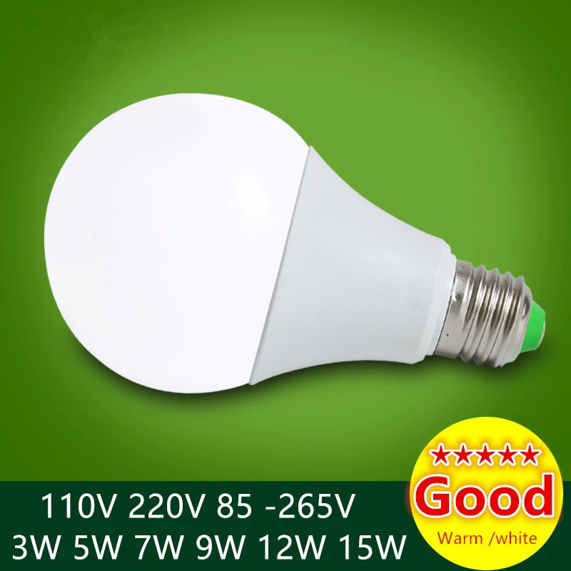 Хорошее качество светодиодный лампа светильник 220V E27 3 Вт 5 7 9 12 15 белый теплый шар