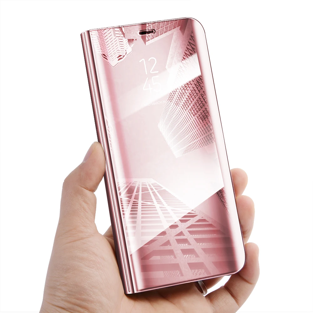 Чехол для huawei Honor View 10 20, умный флип-чехол, кожаный чехол для huawei Honor V20 V10, прозрачный зеркальный чехол с подставкой и держателем