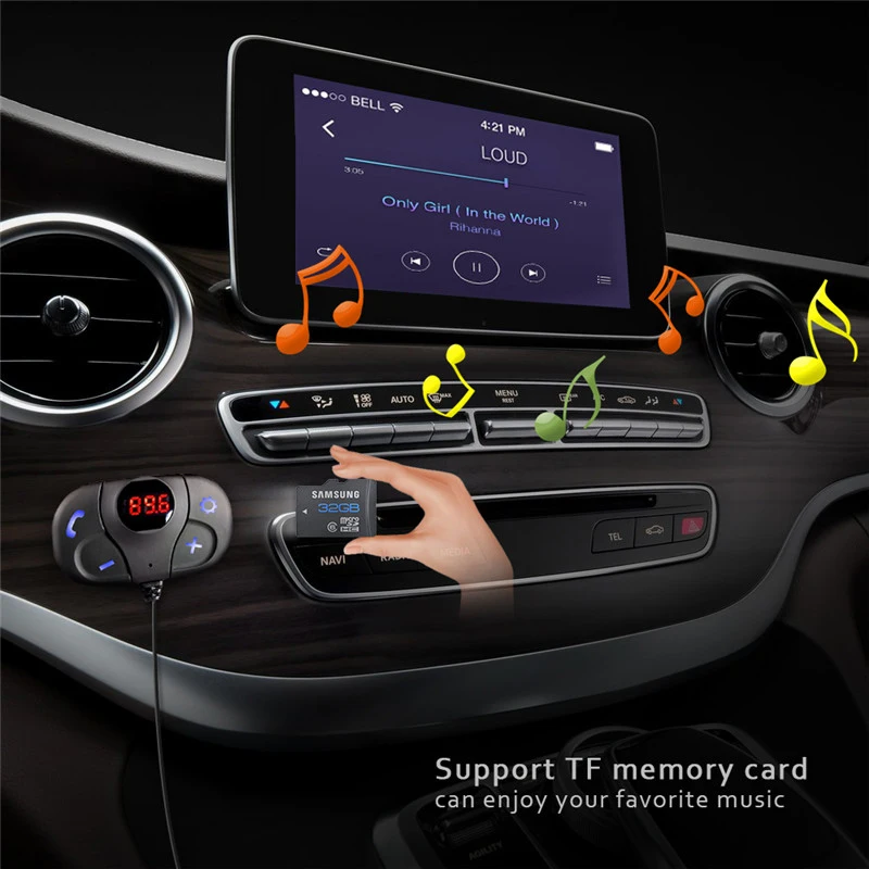 ANLUD FM передатчик Bluetooth автомобильный комплект громкой связи Вызов TF карта Mp3 музыкальный плеер USB зарядное устройство магнитный автомобильный fm-передатчик модулятор