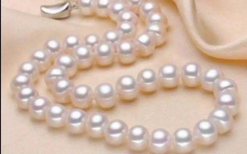 Charming Natural 9-10mm White Pearl Necklace 18" 36" | Украшения и аксессуары