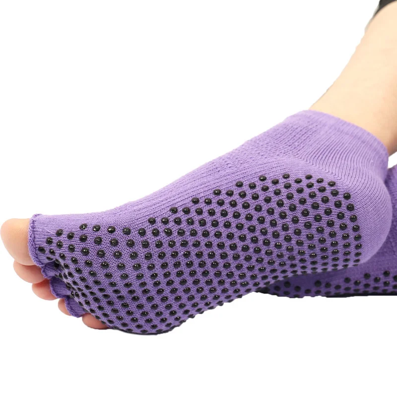 Dew Purple SALSPOR для женщин Йога Пять пальцев противоскользящие хлопковые носки открытый носок гимнастика Спорт Йога носки для бега работа Велоспорт носки - Цвет: Dew Purple