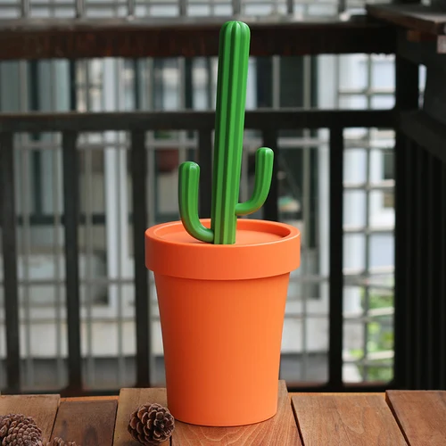 Оранжевый Cactus trash can creative fashion plastic compressible cute small paper basket home bedroom office trash bin mx6261042 - Цвет: Оранжевый
