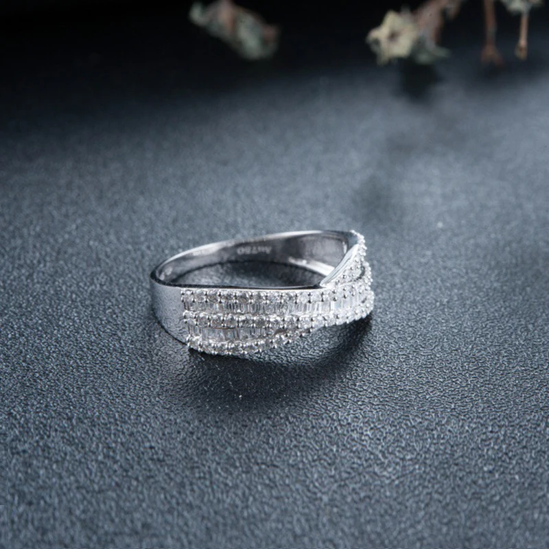 Aazuo 18 K ювелирные изделия из белого золота настоящая лестница Алмаз Мода X кольцо подарок для женщин коробки для украшений с подсветкой Рождественский подарок Au750