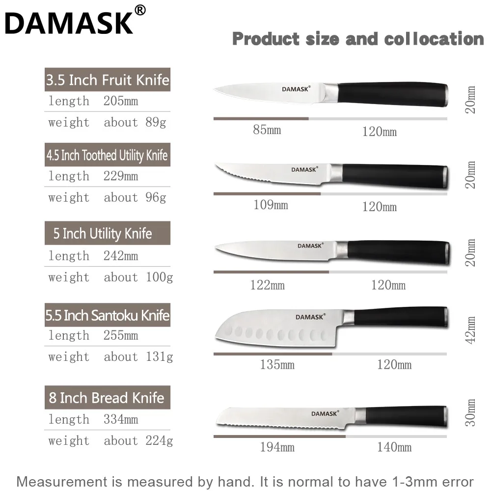 Damask кухонные ножи из нержавеющей стали для хлеба Santoku утилита зубочистка очистки