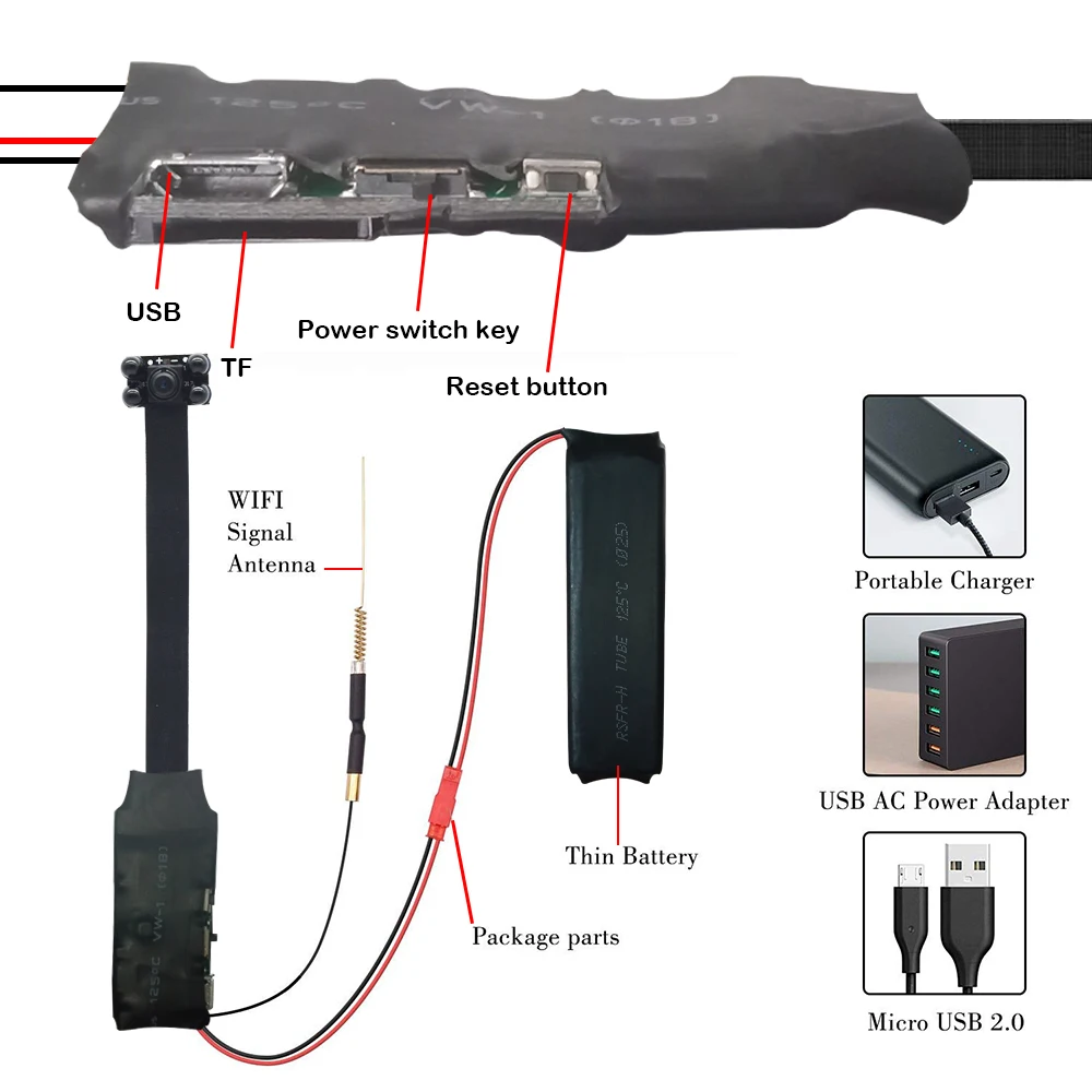 HD1080P мини Wifi камера Wi Fi P2P TF слот видео запись Обнаружение движения Дистанционное