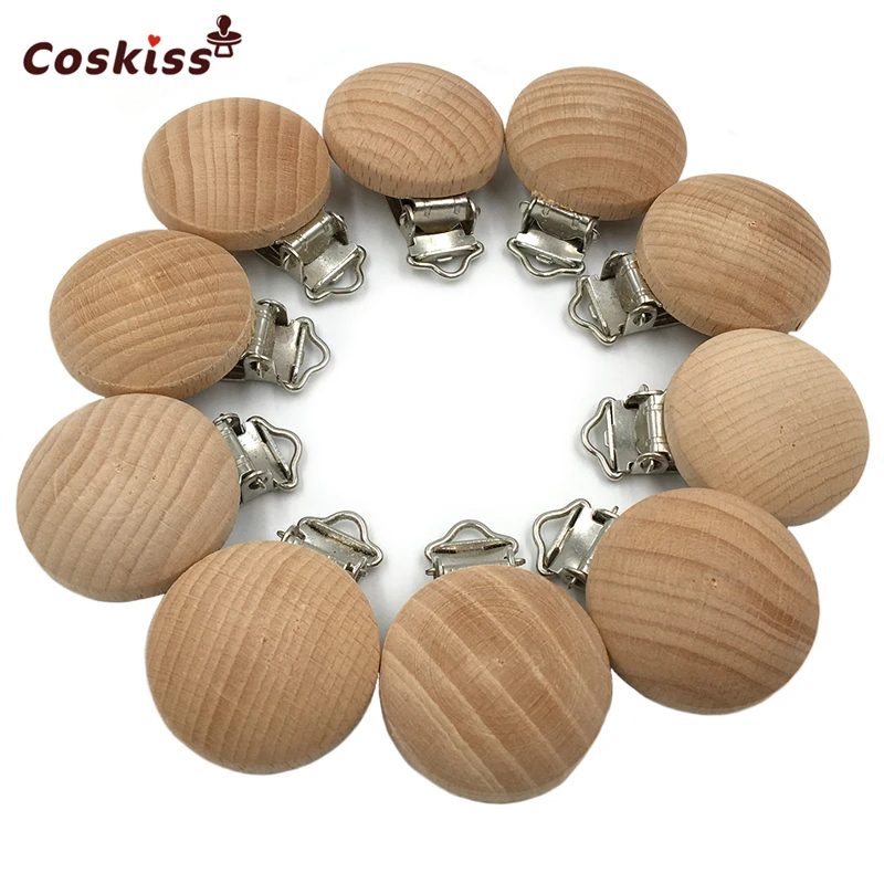 Clip de madera para chupete, accesorios para lactancia, 3,5 cm (1,38 pulgadas), chupete de haya, dentici&oacute;n masticable, Diy, cadenas de Clip Dummy, mordedor para beb&eacute;-0