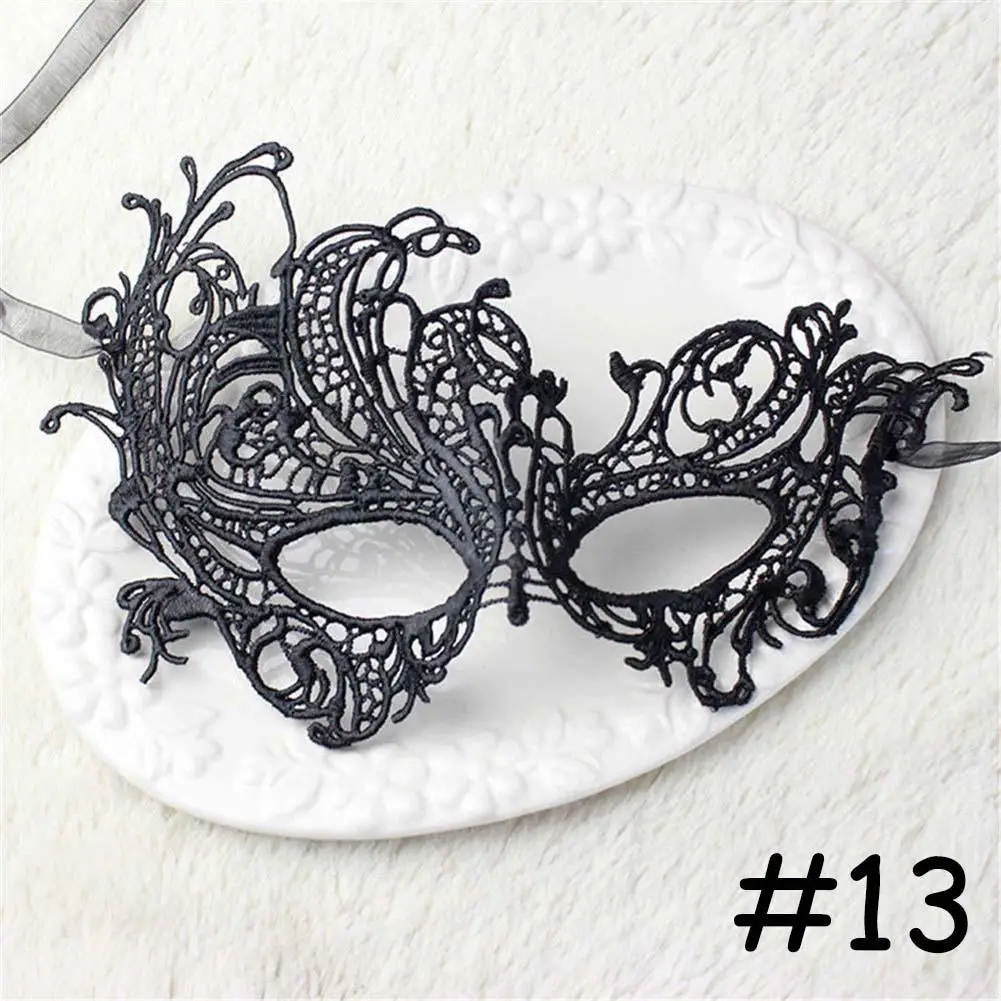 Модная кружевная маска для Хэллоуина маскарадный костюм вечеринки #13 черная