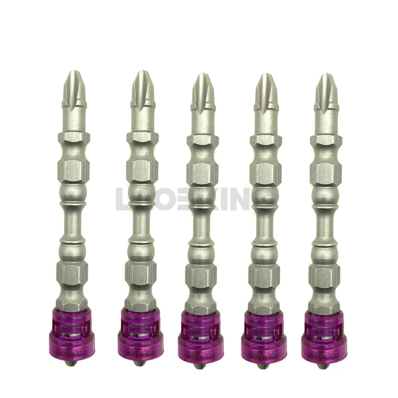 5pcs purple double 5 шт. PH2 Магнитная отвертка бит против скольжения S2 стальной электрический отвертка набор 1/" шестигранный хвостовик с одной головкой электроинструменты - Цвет: 5pcs purple double