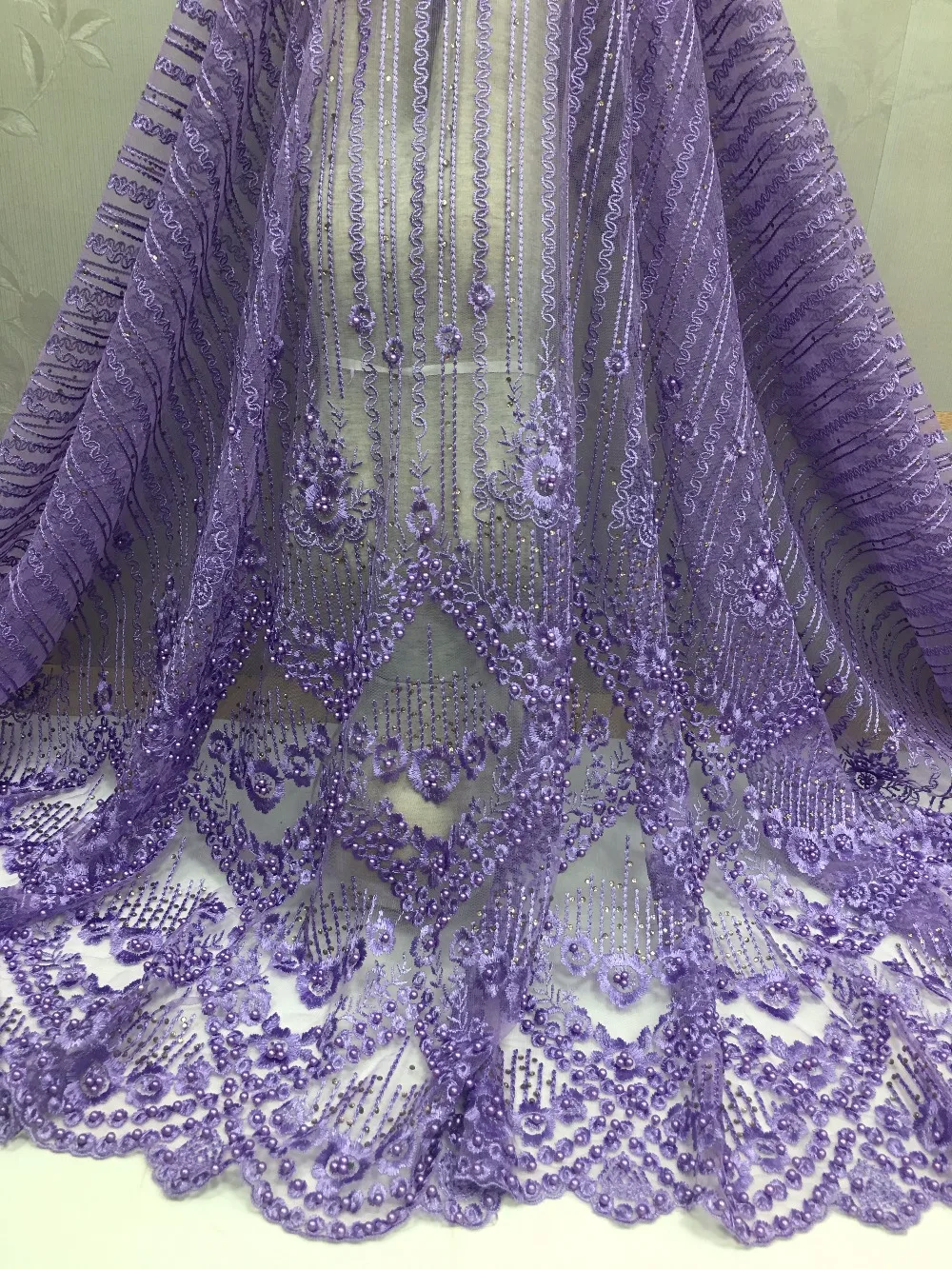 Элегантный нигерийский Тюль французская кружевная ткань с камнями бисером 2018