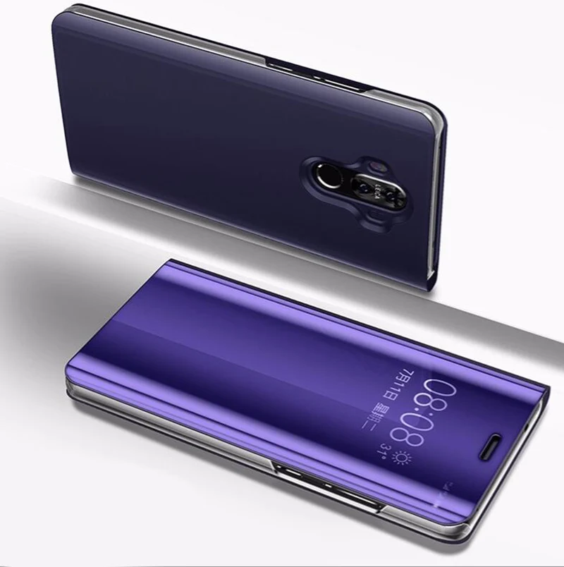 Purple Умный зеркальный Чехол С Откидывающейся Крышкой для Samsung Galaxy S8 S9 плюс S7 край M10 M20 A5 A7 J3 J7 J5 J4 J6 J8 A6 A8 J2 Prime чехол - Цвет: Purple