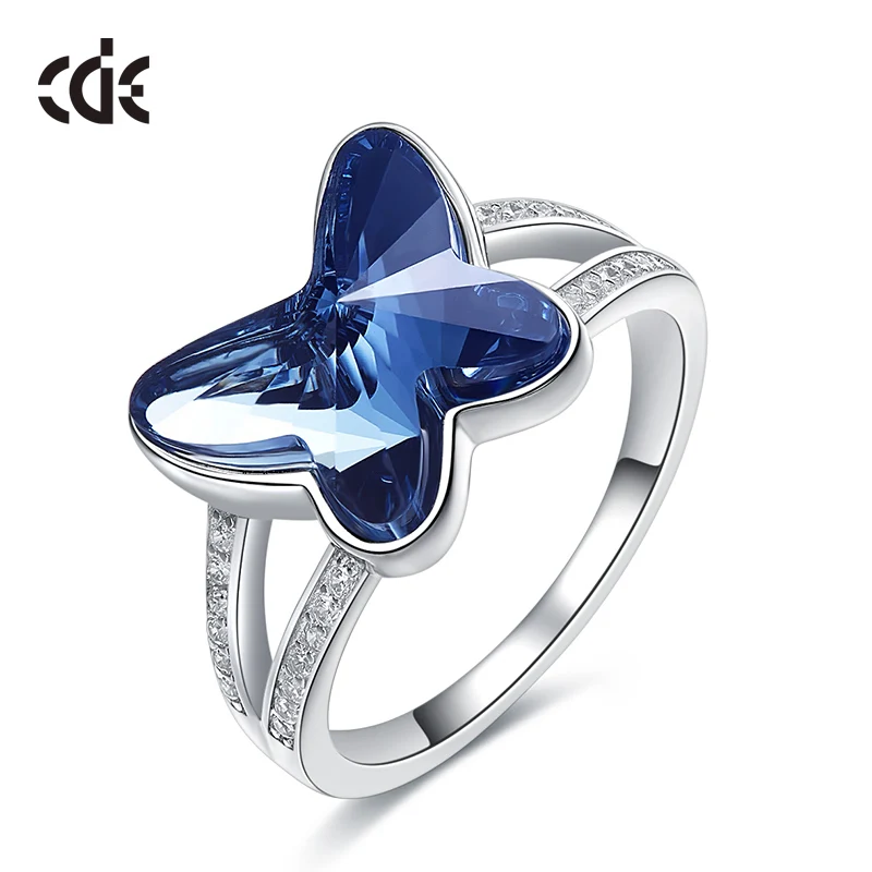 CDE 925 серебряное кольцо, украшенное кристаллами от Swarovski, женские кольца, модное Ювелирное кольцо с бабочкой, хорошее ювелирное изделие, очаровательные подарки