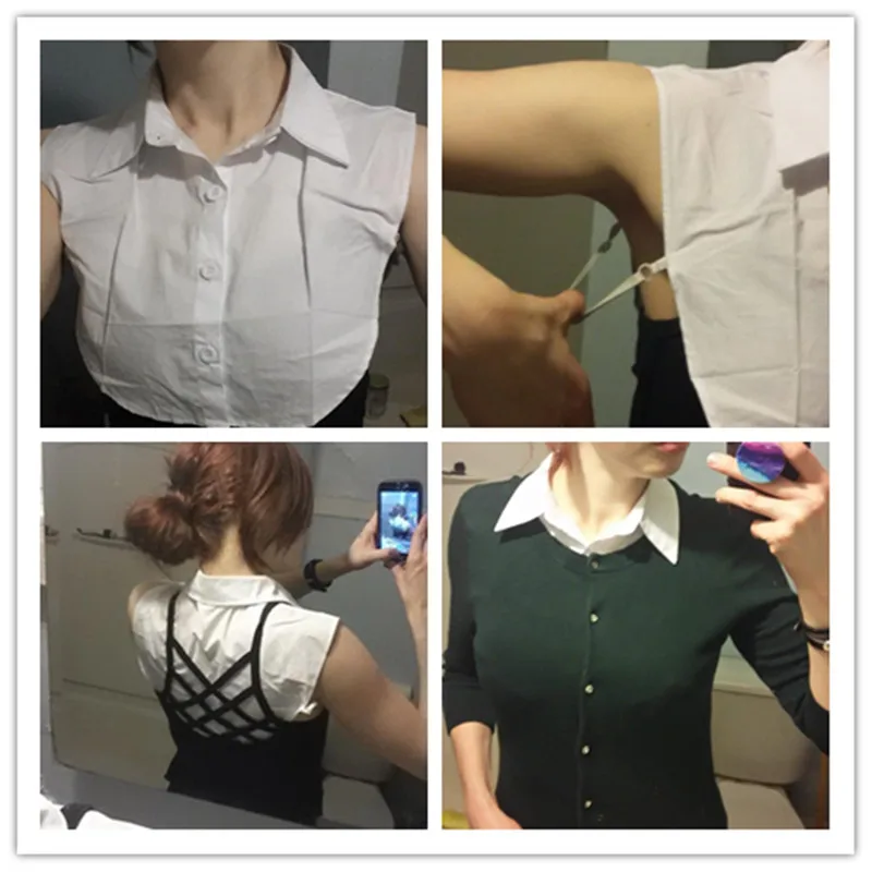 Shirt Fake Collar White& Black Tie Vintage Detachable Collar False Collar Lapel Blouse Top Women Clothes Accessories