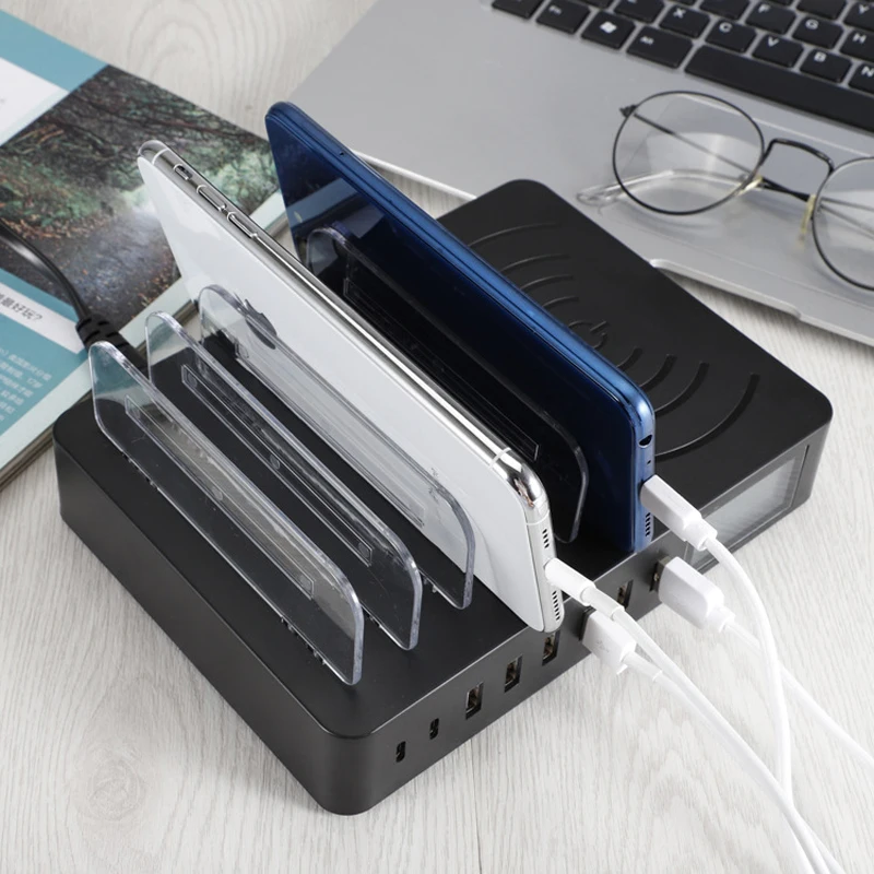 8 портов USB TYPE-C Беспроводное зарядное устройство lcd Dispayl настольное многофункциональное зарядное устройство док-станция интеллектуальное умное зарядное устройство кронштейн