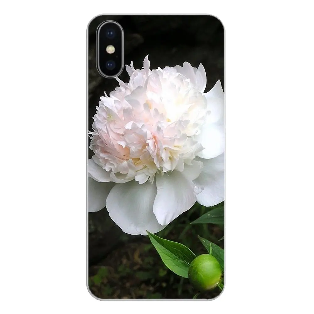 Transparent Soft Shell Covers Sweet peony White flowers For Samsung Galaxy Note 8 9 S9 S10 A8 A9 Star Lite Plus A6S A9S |