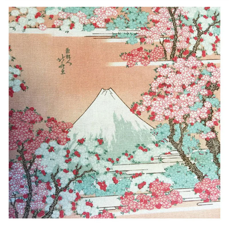 BZ4 100*140 см синяя Желтая гора Fuji Cherry Blossom японский Винтажный стиль хлопчатобумажная