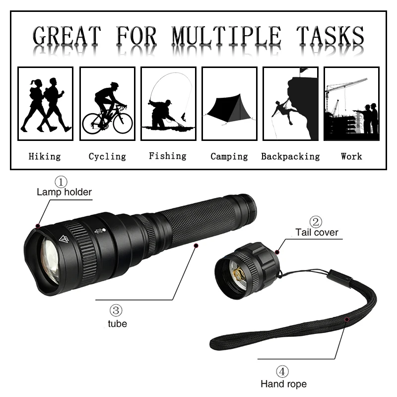 Litwod Z20 CREE XHP70 и XHP50 3200lm мощный светодиодный фонарик, фонарь, мощный зум, тактический фонарь, аккумулятор 18650 для кемпинга