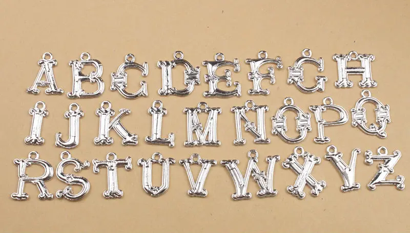 

26PCS Silver Color Tone Intial Letter Alphabet Charms Pendants #91342