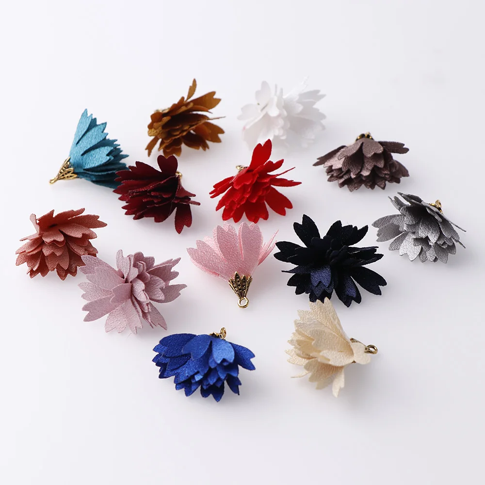 10 шт./упак. кожаные серьги с кисточками разноцветные цветочные ткани кружевная