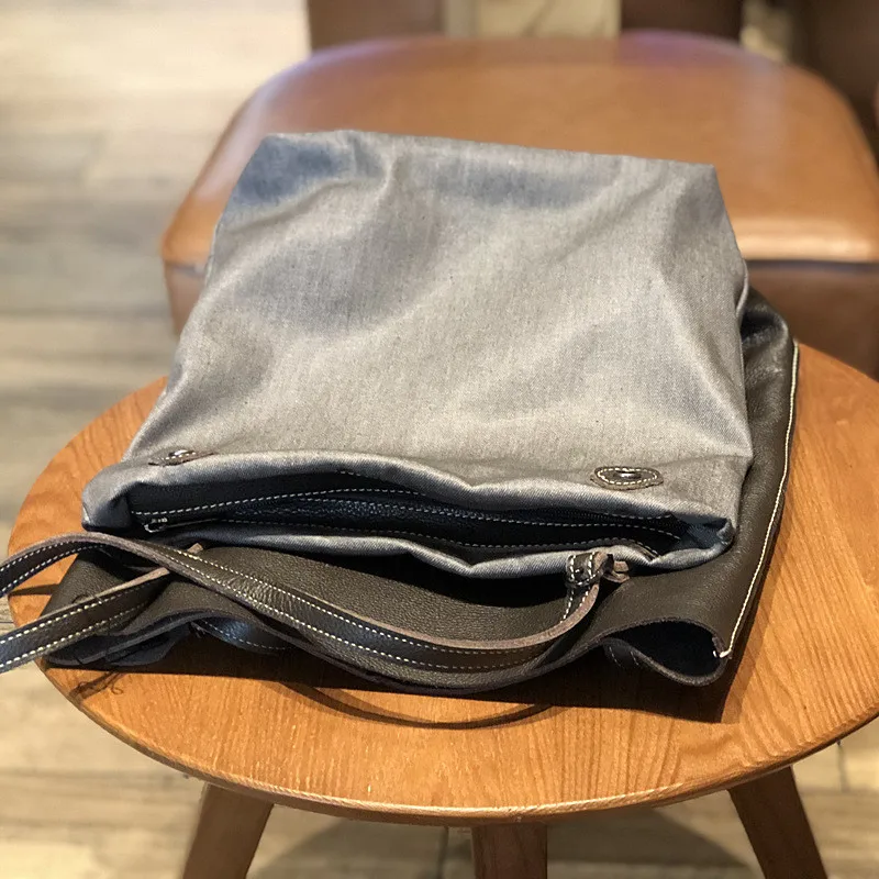 PNDME vintage casual genuine leather ladies tote bags large capacity soft cowhide simple women's shopping bag black handbag 2019