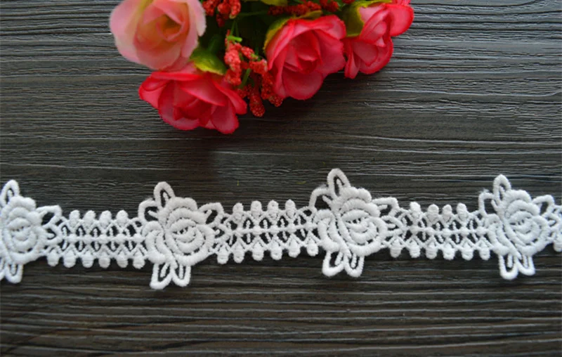 

14 yard 2.5cm 0.98" wide ivory cotton embroidered tapes lace trim ribbon 201288QL4K45