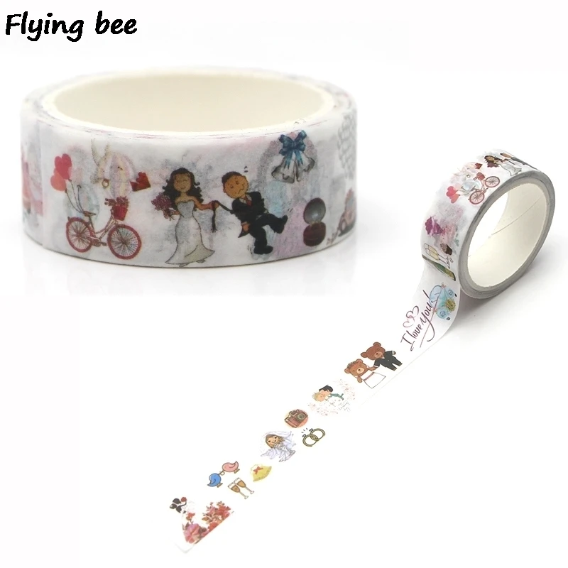 20 шт./лот Flyingbee 15 мм x 5 м бумажная Васи Лента Свадебная креативная клейкая лента