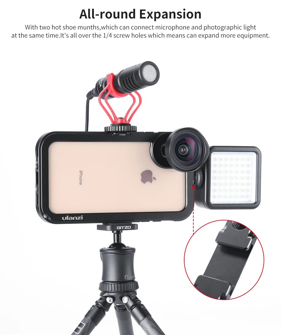Ulanzi обновленный Vlog металлический чехол для iPhone Xs Max Магнитный Vlogging Filmmaking чехол с резьбовым креплением 17 мм