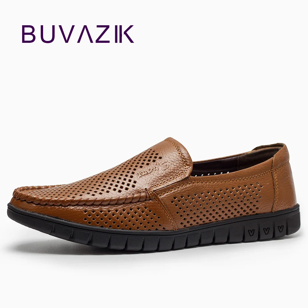 Туфли мужские из натуральной кожи дышащие повседневные с вырезами мягкой