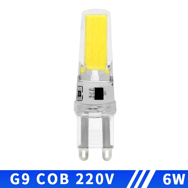 COB светодиодный светильник G4 G9 E14 AC/DC 12 В 220 В 3 Вт 6 Вт 9 Вт лампада светодиодный G4 G9 лампочка с регулируемой яркостью для кристаллического галогенного прожектора люстра - Испускаемый цвет: COB G9 220V 6W