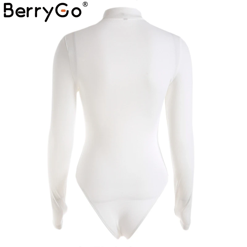 BerryGo пикантные открытые женские костюмы Водолазка с длинным рукавом bodycon Белый