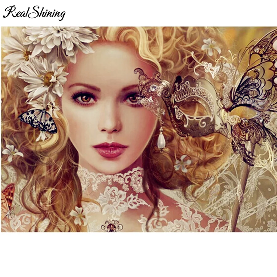 Diy Diamond Painting Butterfly beauty girl Cross Stitch Horror Halloween Needlework Full Square 5D Embroidery FS3244 | Дом и сад