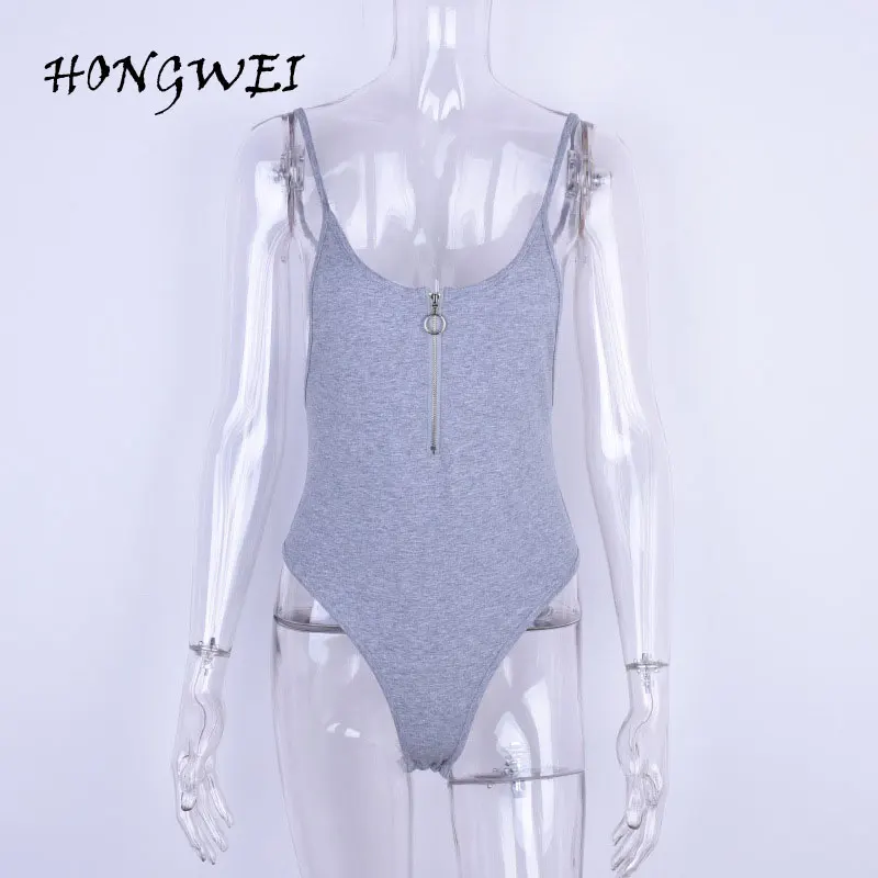 2018 молния Комбинезоны для малышек женские Bodycon комбинезоны топы с длинными