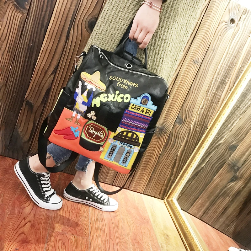 DOODOO Для женщин кожаный рюкзак черный Bolsas Mochila Feminina большой конструктор