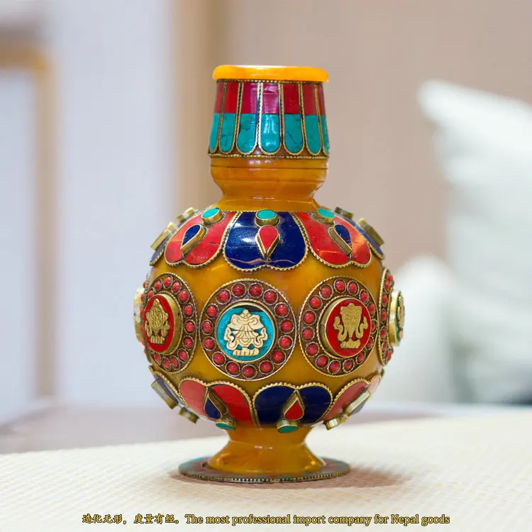 

Nepal Trade manual resin imitation crafts Home Furnishing decoration Tibetan beeswax vase