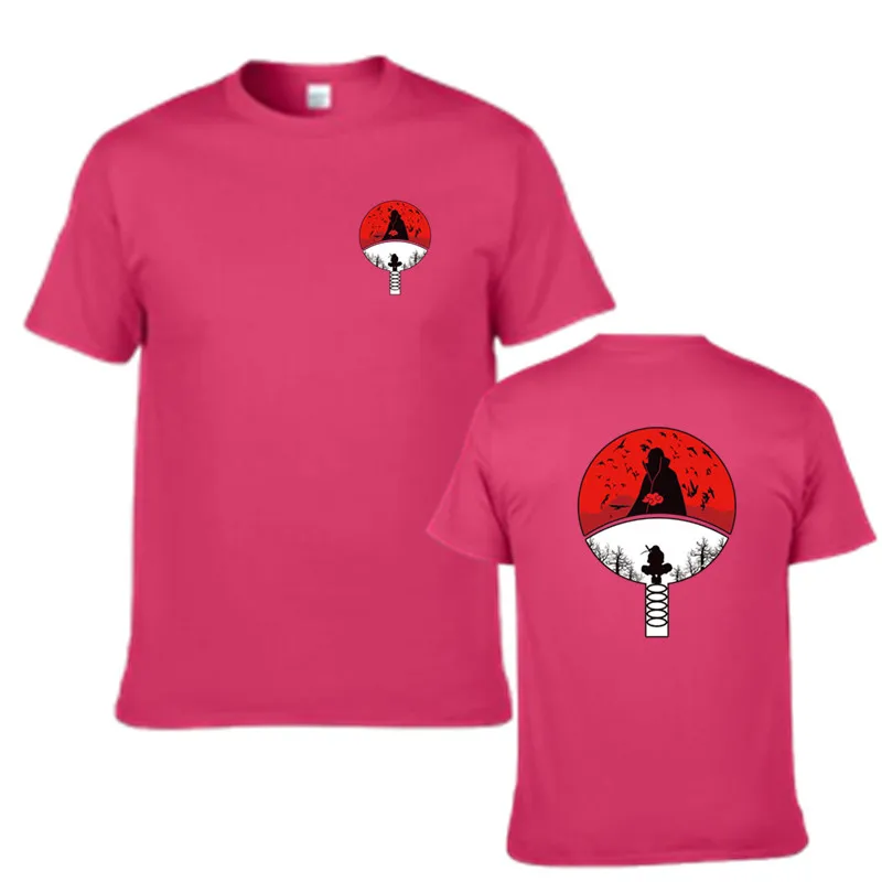 rose red Итачи Учиха Футболка мужская футболка ниндзя Наруто Brother футболки удивительный Популярный Логотип Топы черные футбол - Цвет: rose red