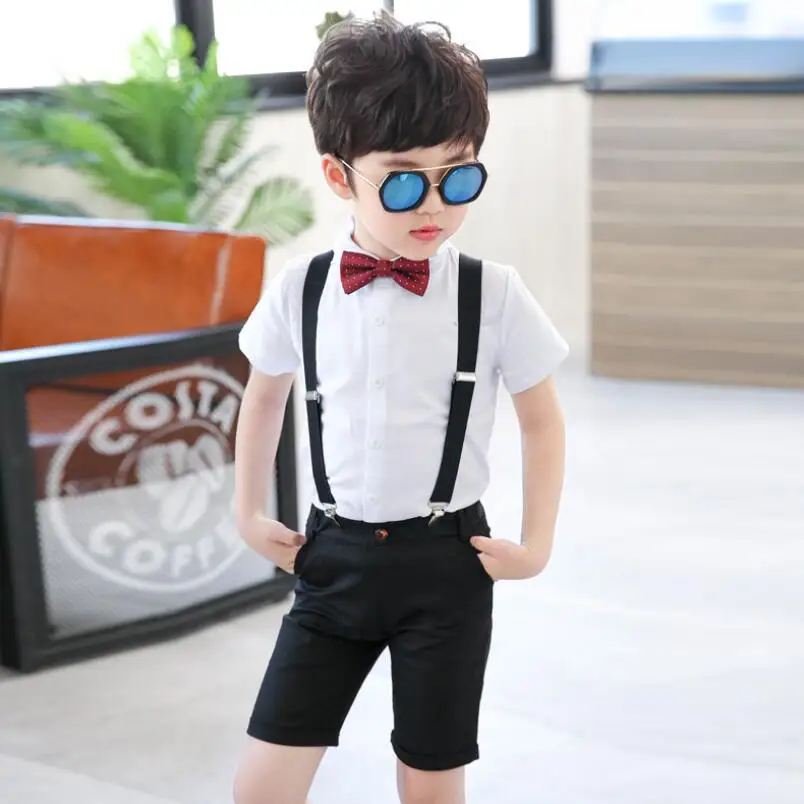 2019 летний Школьный костюм для мальчиков и девочек белая рубашка + шорты