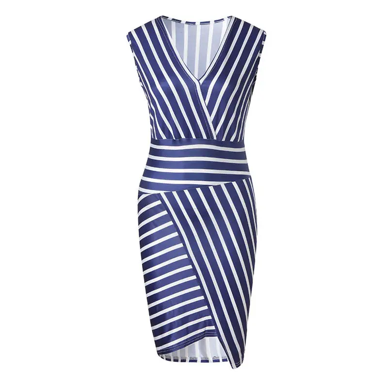 Женское платье с леопардовым принтом праздничное в полоску без рукавов v