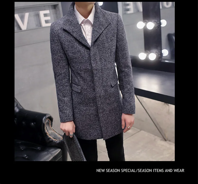 Траншеи пальто мужчины траншею Весной и осенью мода Тонкий лацкане однобортный