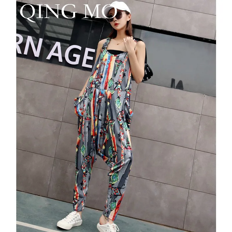 QING MO Повседневный Женский Летний комбинезон серый розовый с открытыми плечами