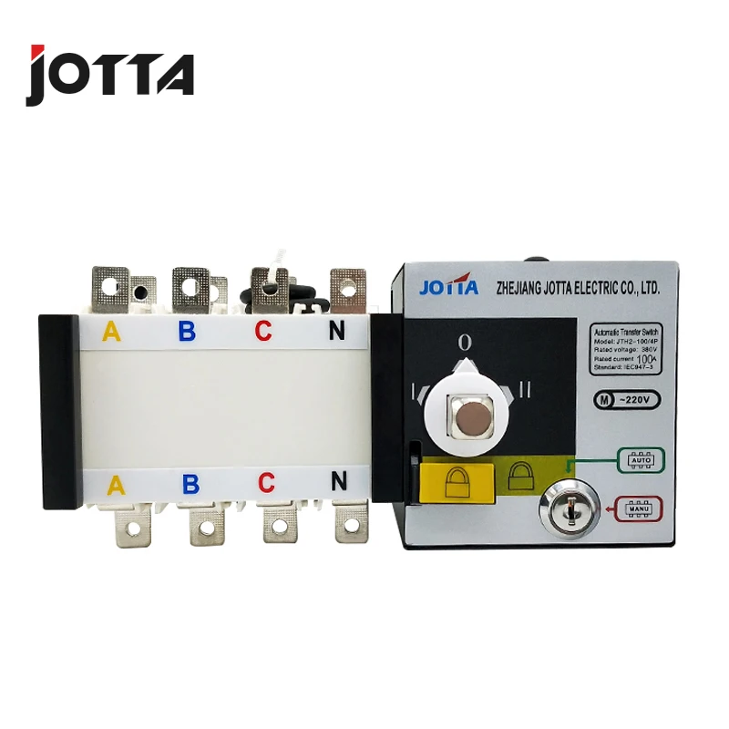 Jotta 100Amp 220V/ 230V/380V/440V 4 полюса 3 х фазный автоматический переключатель передачи - Фото №1