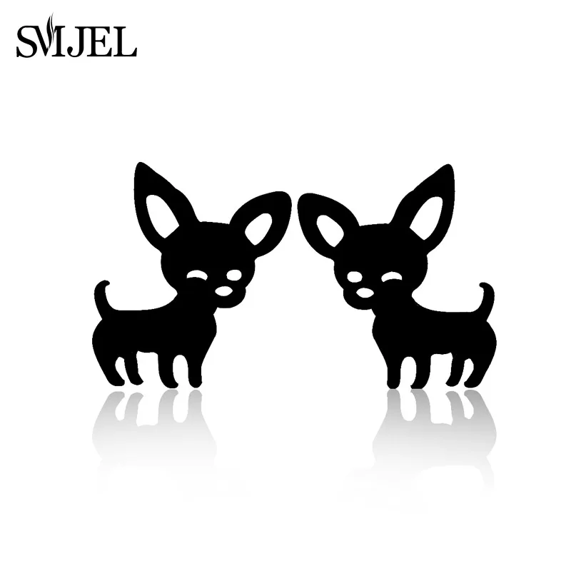 Новые серьги SMJEL из нержавеющей стали черные для чихуахуа шпилька в виде собаки