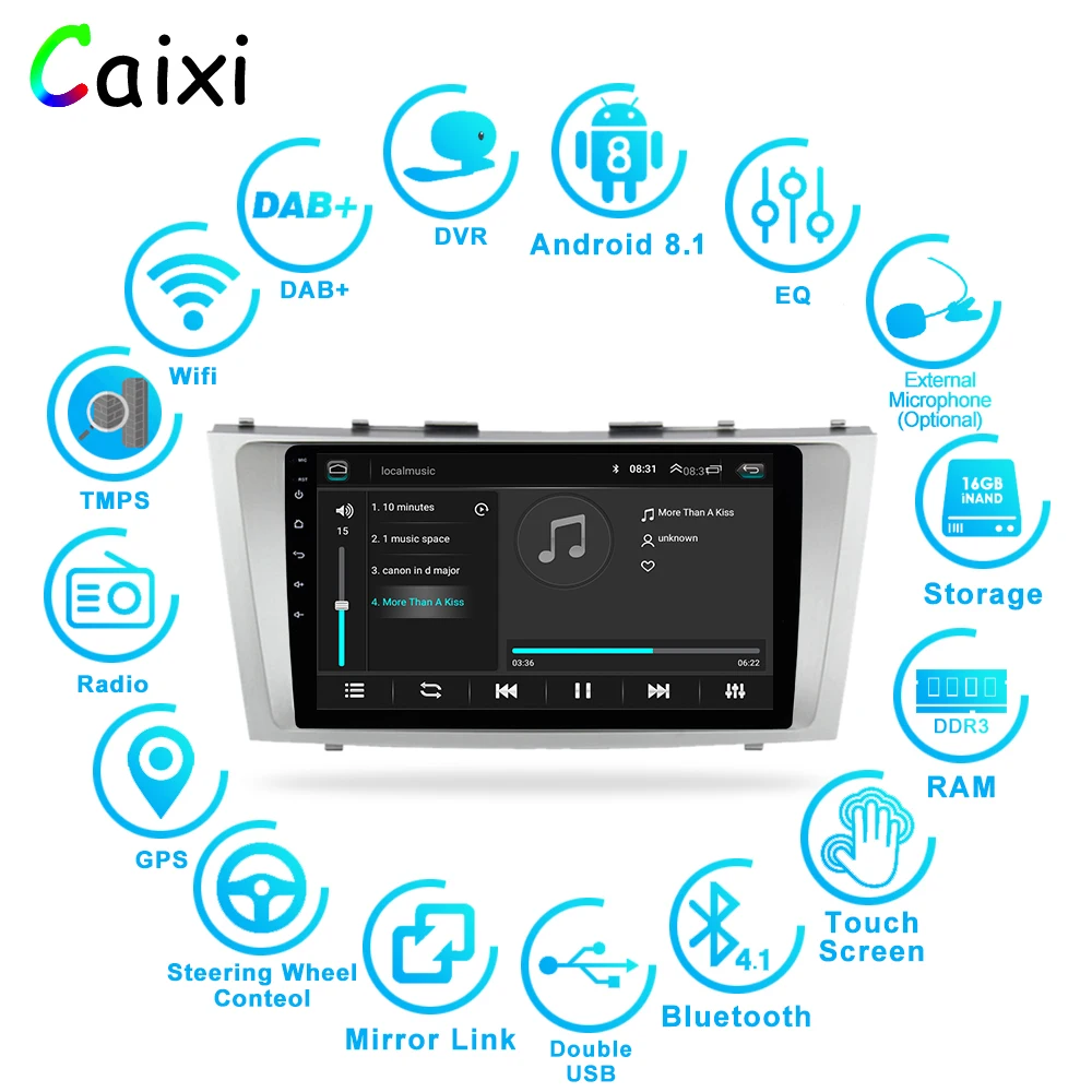 Автомобиль Xi 2din 9 дюймов 2.5D Android 8,1 Автомобильный DVD Радио мультимедийный плеер для Toyota Camry 2007 2008 2009 2010 2011 Навигация gps