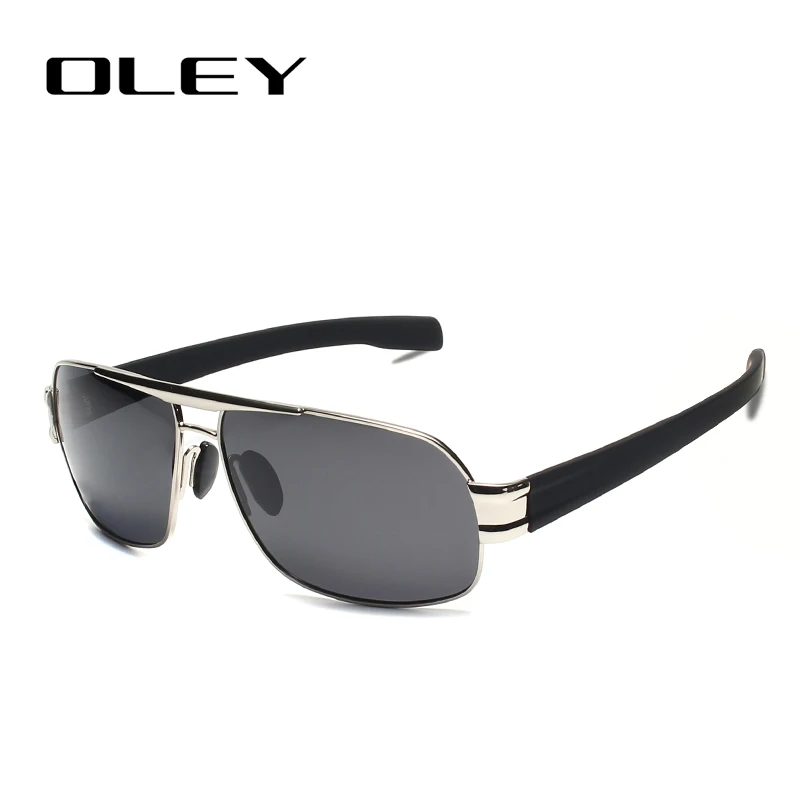 Y1607 C3 Silver Gray OLEY брендовые Мужские поляризационные солнцезащитные очки с большой оправой, модные солнцезащитные очки для пилота, модные мужские летние уличные очки с защитой от ультрафиолета - Цвет линз: Y1607 C3 Silver Gray