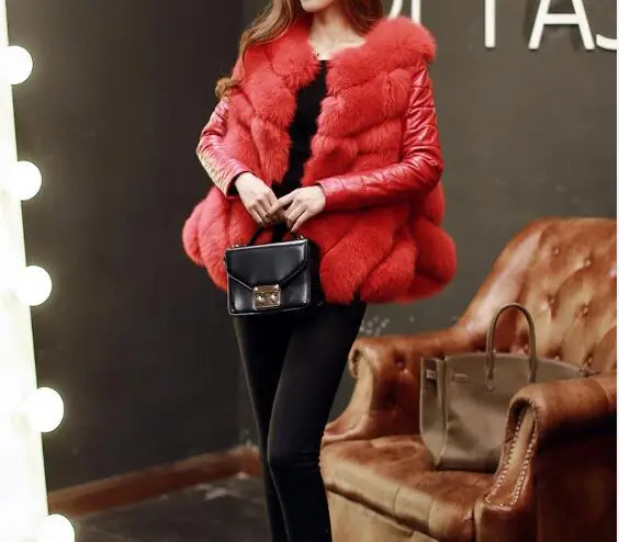 Женская теплая зимняя куртка из искусственного меха со съемным рукавом