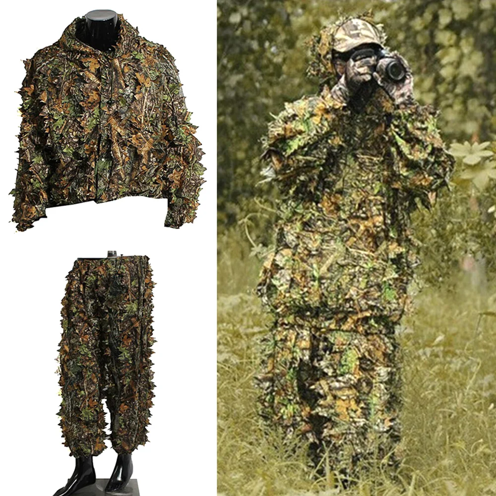 Лесной Камуфляжный костюм Ghillie камуфляжная одежда охотничий олень 3D лист