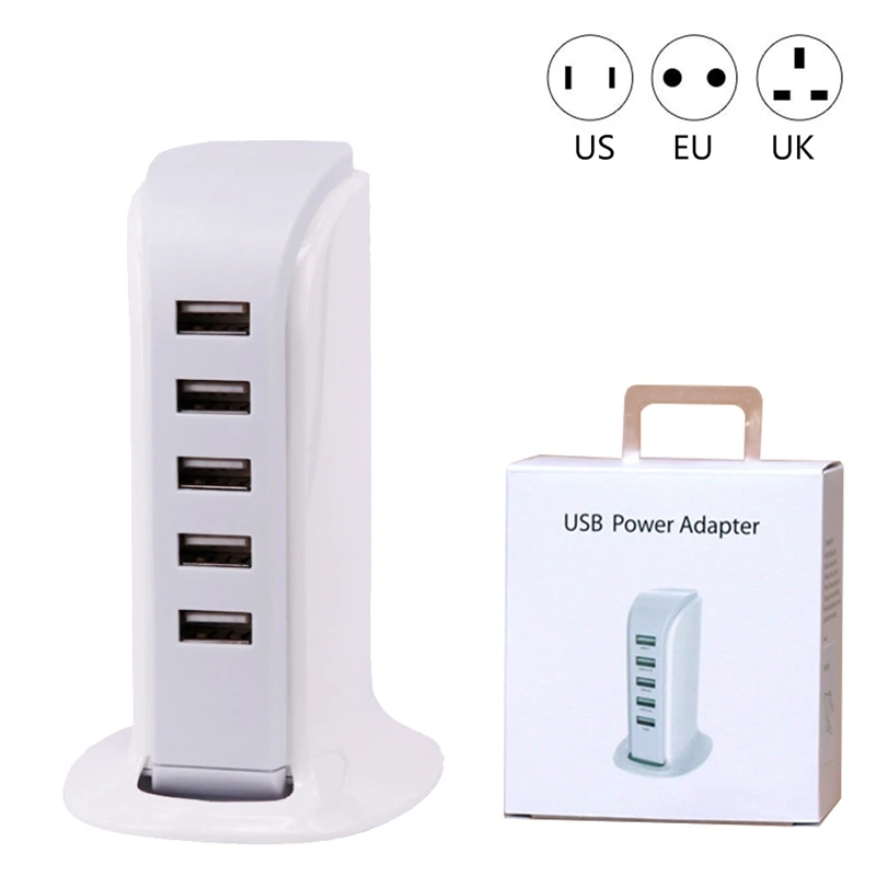 Зарядное устройство USB 5 портов настенное зарядное для быстрой зарядки В 2 1 А