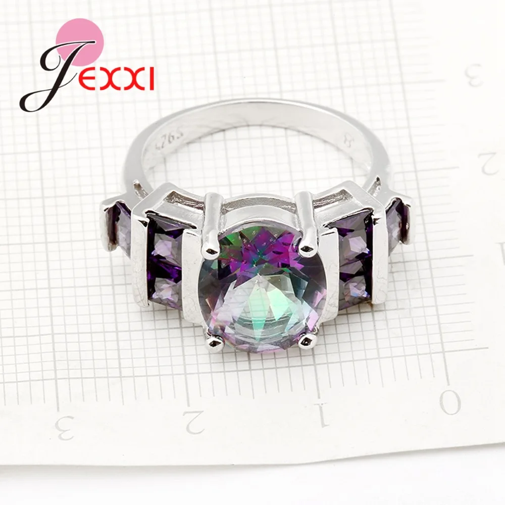 New Arrival Clear Purple Cubic Zirconia Beautiful Rhinestone 100% 925 Sterling Silver Rings Big Sale For Women Jewelry | Украшения и
