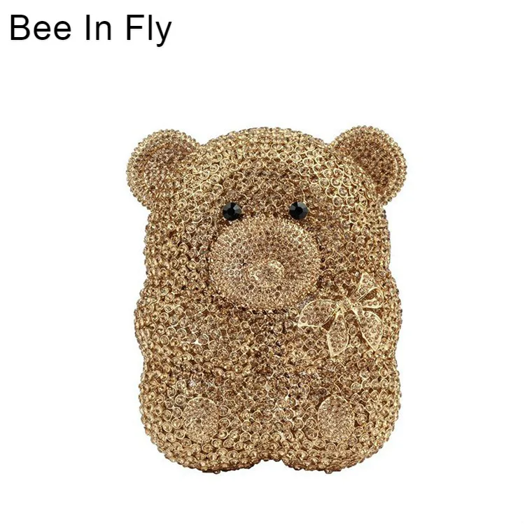 Женский вечерний клатч в форме пчелы лету Золотой 3D Медведь мини сумочка для